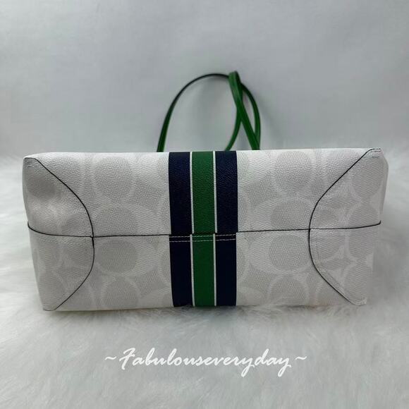 Coach City Tote Bag In Signature Canvas W/ Coach Graphic CBI79 Chalk/Kelly Multi - Picture 8 of 8
